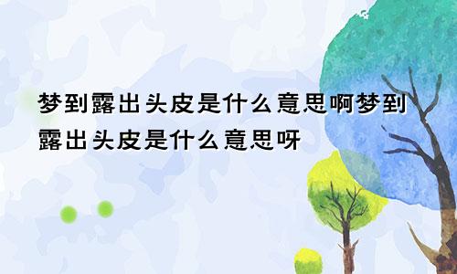 梦到露出头皮是什么意思啊梦到露出头皮是什么意思呀
