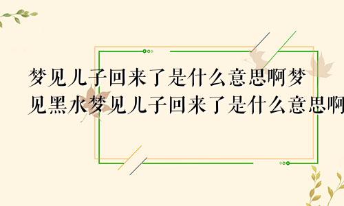 梦见儿子回来了是什么意思啊梦见黑水梦见儿子回来了是什么意思啊部队