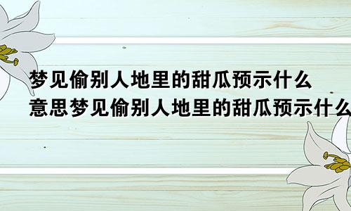 梦见偷别人地里的甜瓜预示什么意思梦见偷别人地里的甜瓜预示什么呢