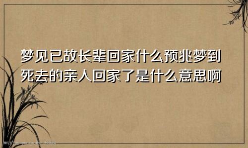 梦见已故长辈回家什么预兆梦到死去的亲人回家了是什么意思啊