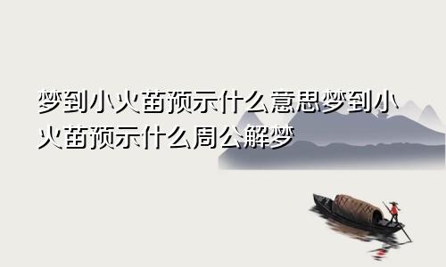梦到小火苗预示什么意思梦到小火苗预示什么周公解梦