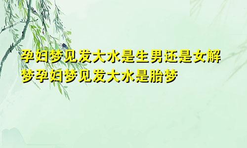 孕妇梦见发大水是生男还是女解梦孕妇梦见发大水是胎梦