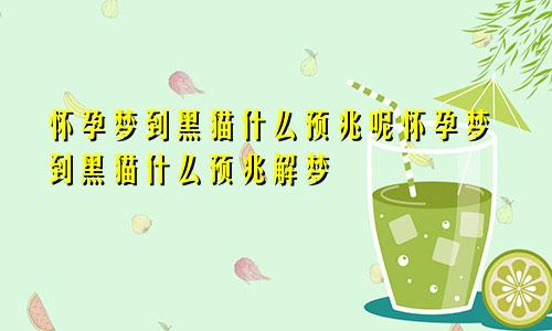 怀孕梦到黑猫什么预兆呢怀孕梦到黑猫什么预兆解梦