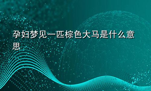 孕妇梦见一匹棕色大马是什么意思