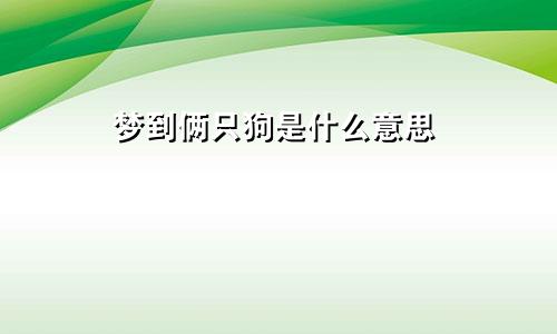 梦到俩只狗是什么意思