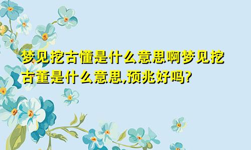 梦见挖古懂是什么意思啊梦见挖古董是什么意思,预兆好吗?