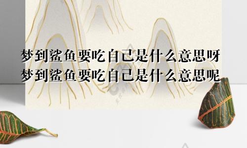 梦到鲨鱼要吃自己是什么意思呀梦到鲨鱼要吃自己是什么意思呢
