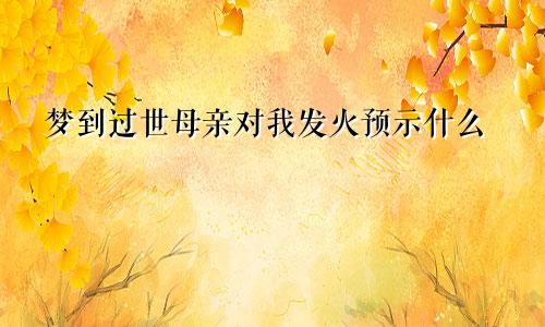 梦到过世母亲对我发火预示什么