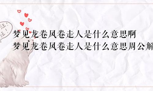 梦见龙卷风卷走人是什么意思啊梦见龙卷风卷走人是什么意思周公解梦