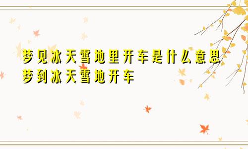 梦见冰天雪地里开车是什么意思梦到冰天雪地开车