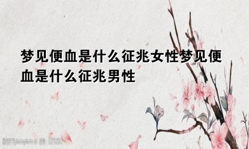 梦见便血是什么征兆女性梦见便血是什么征兆男性