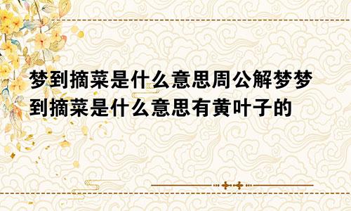 梦到摘菜是什么意思周公解梦梦到摘菜是什么意思有黄叶子的