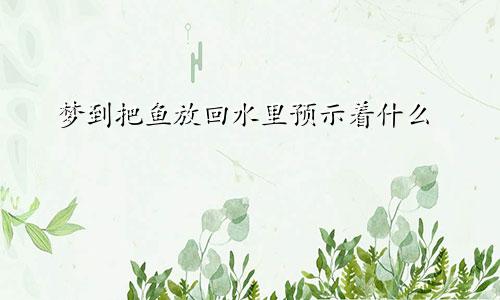 梦到把鱼放回水里预示着什么