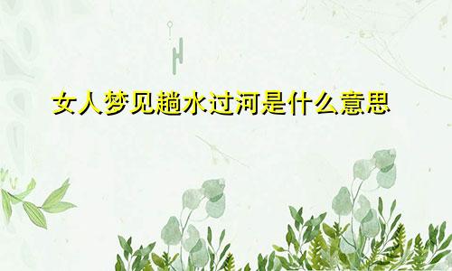 女人梦见趟水过河是什么意思