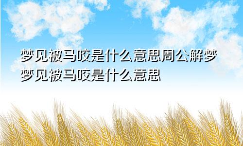 梦见被马咬是什么意思周公解梦梦见被马咬是什么意思