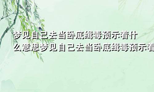 梦见自己去当卧底缉毒预示着什么意思梦见自己去当卧底缉毒预示着什么呢