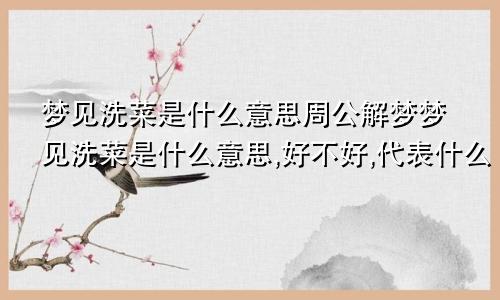 梦见洗菜是什么意思周公解梦梦见洗菜是什么意思,好不好,代表什么