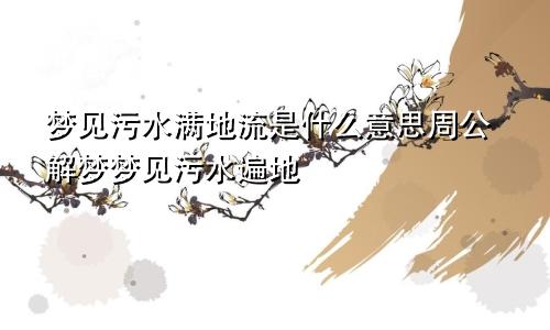 梦见污水满地流是什么意思周公解梦梦见污水遍地