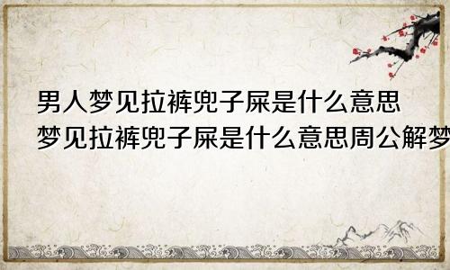 男人梦见拉裤兜子屎是什么意思梦见拉裤兜子屎是什么意思周公解梦