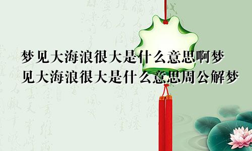 梦见大海浪很大是什么意思啊梦见大海浪很大是什么意思周公解梦