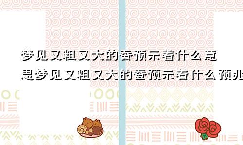 梦见又粗又大的蚕预示着什么意思梦见又粗又大的蚕预示着什么预兆