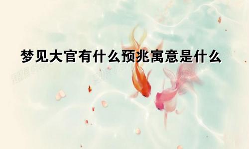 梦见大官有什么预兆寓意是什么
