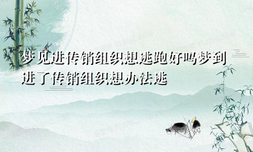 梦见进传销组织想逃跑好吗梦到进了传销组织想办法逃
