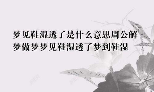 梦见鞋湿透了是什么意思周公解梦做梦梦见鞋湿透了梦到鞋湿
