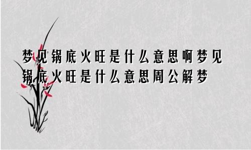 梦见锅底火旺是什么意思啊梦见锅底火旺是什么意思周公解梦