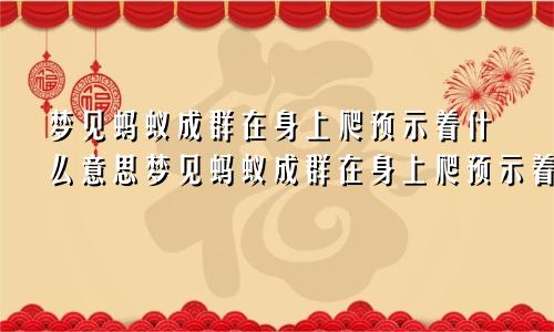 梦见蚂蚁成群在身上爬预示着什么意思梦见蚂蚁成群在身上爬预示着什么呢