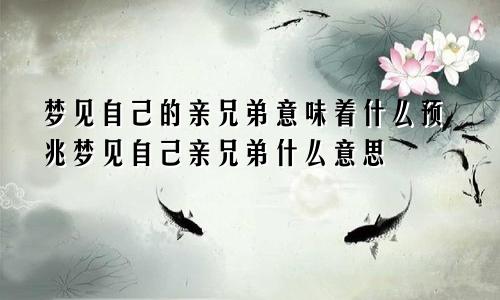 梦见自己的亲兄弟意味着什么预兆梦见自己亲兄弟什么意思