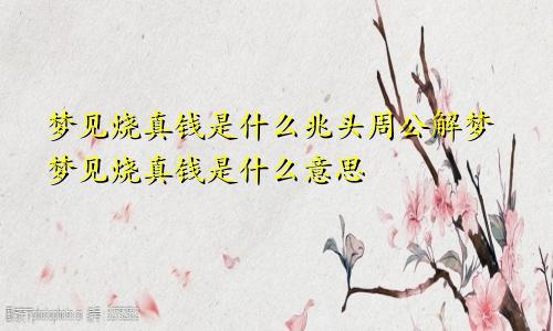 梦见烧真钱是什么兆头周公解梦梦见烧真钱是什么意思