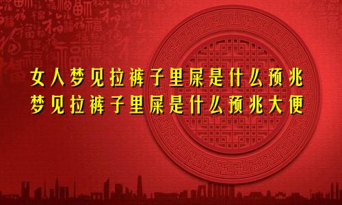 女人梦见拉裤子里屎是什么预兆梦见拉裤子里屎是什么预兆大便