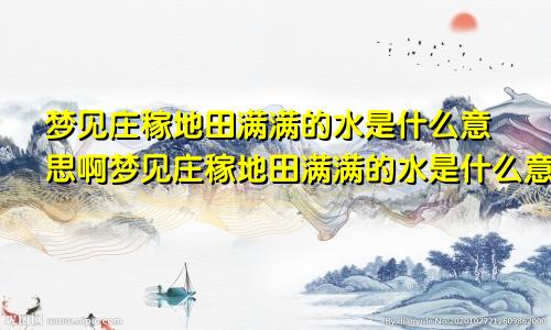 梦见庄稼地田满满的水是什么意思啊梦见庄稼地田满满的水是什么意思呀