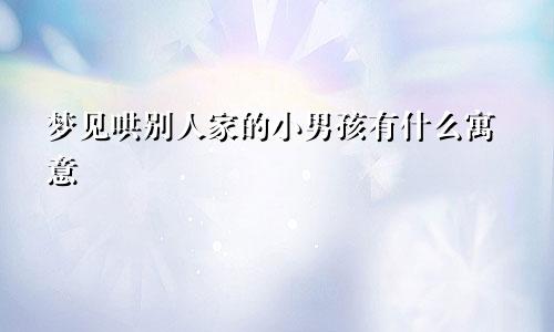 梦见哄别人家的小男孩有什么寓意