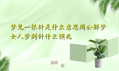 梦见一根针是什么意思周公解梦女人梦到针什么预兆