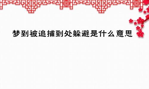梦到被追捕到处躲避是什么意思