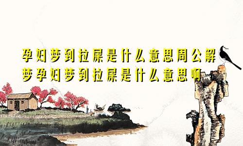 孕妇梦到拉屎是什么意思周公解梦孕妇梦到拉屎是什么意思啊