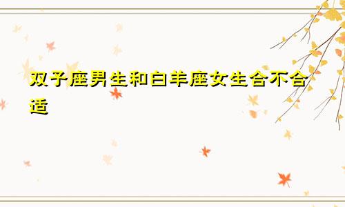 双子座男生和白羊座女生合不合适