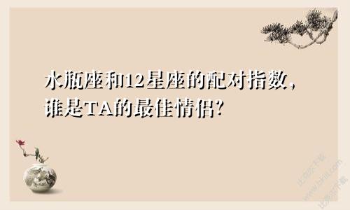 水瓶座和12星座的配对指数，谁是TA的最佳情侣？
