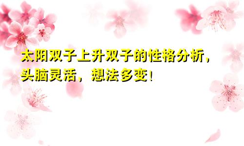太阳双子上升双子的性格分析,头脑灵活,想法多变!