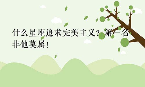 什么星座追求完美主义？第一名非他莫属！