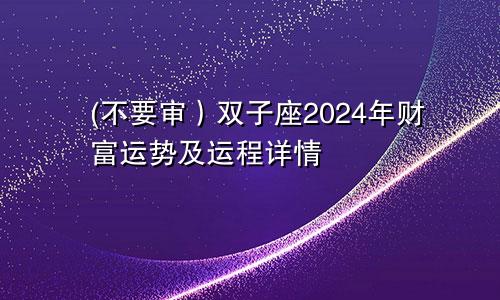 (不要审)双子座2024年财富运势及运程详情