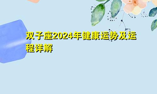 双子座2024年健康运势及运程详解