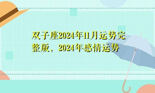 双子座2024年11月运势完整版,2024年感情运势