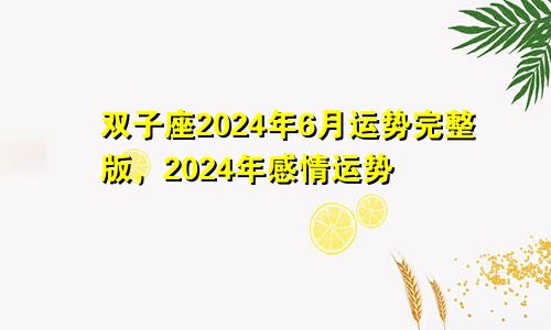 双子座2024年6月运势完整版,2024年感情运势