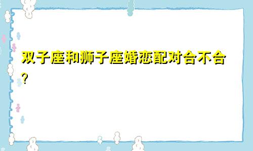 双子座和狮子座婚恋配对合不合?