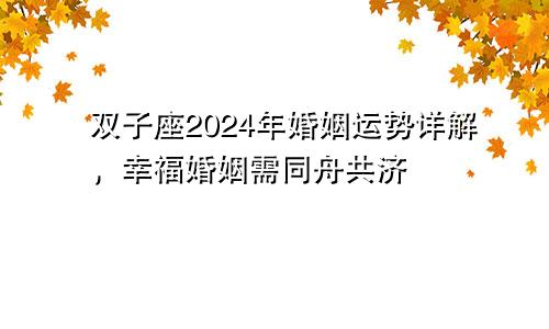 双子座2024年婚姻运势详解，幸福婚姻需同舟共济