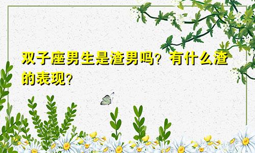 双子座男生是渣男吗？有什么渣的表现？