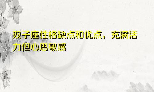 双子座性格缺点和优点,充满活力但心思敏感